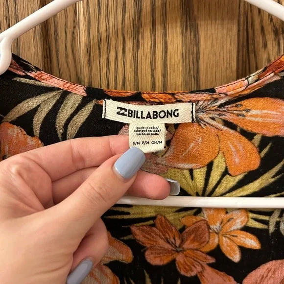 Billabong Floral Tropical Hawaiian Kimono Cardigan - Orange and Black Small - Picture 8 of 8